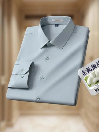 罗蒙白衬衫长袖男士商务休闲上班抗皱蓝色衬衣#蓝色衬衣 #长袖打底衫 #长袖衬衣男 #男士商务衬衫 #男士内搭打底衫