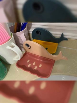 呆萌又可爱的小鲸鱼肥皂盒,免打孔双层沥水,好看又实用#肥皂盒 #实用好物 #壁挂肥皂盒