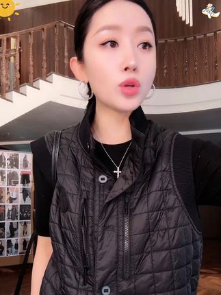 杨圣坤2025新品复古徽章针织立领格纹无袖马夹 #穿出高级感 #每日穿搭 #无袖马夹 #品质女装 #时尚搭配