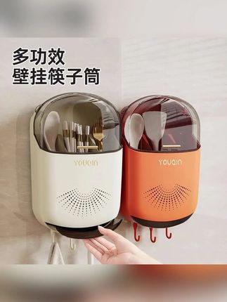家用带盖防尘筷子筒壁挂式厨房沥水置物架餐具筷子收纳盒筷子收纳 #郝劭文 #好物推荐 #郝劭文推荐 #好物种草 #筷子收纳盒