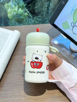 恒度苹果小狗可爱小巧保温杯新款316不锈钢带提环便携学生水杯子