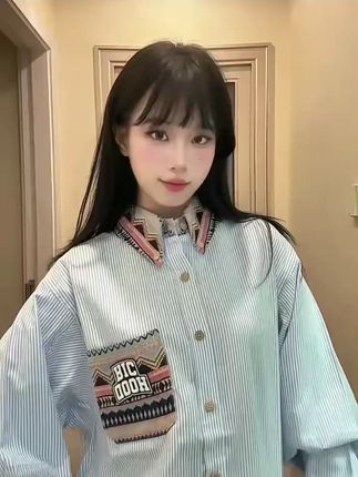 RickyisClown春夏款抗皱防晒民族风宽松竖条纹衬