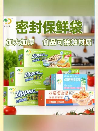 【好易得】加厚双筋保鲜密封袋***密实袋厨房冰箱冷藏收纳袋家用#保鲜密封袋 #厨房收纳 #加厚双筋 #家用密封袋 #冰箱收纳