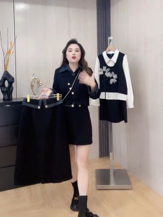 2025秋新款大码女装法式假两件小香风外套高腰半身裙两件套女#时尚气质 #显瘦遮肉 #百搭减龄穿搭 #气质这一块拿捏死死的 #谁穿谁好看系列