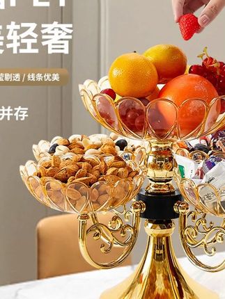 欧式豪华水果盘客厅高端上档次旋转果盘多层零食糖果盘家用厅茶几#欧式水果盘 #旋转果盘 #客厅果盘 #多层果盘 #零食盘