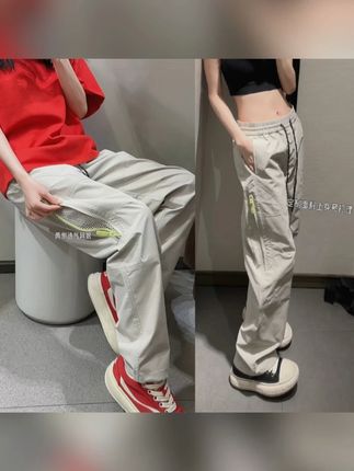 #ootd穿搭 #夏季新款 #男生穿搭 #百搭神裤 #潮牌 轻量机能风拉链透气网格速干休闲裤子早秋户外登山直筒工装冲锋裤