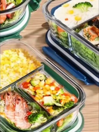 玻璃饭盒耐高温保温上班族微波炉专用带盖保鲜盒家用食品级便当盒 #保鲜盒 #便当盒 #玻璃饭盒 #玻璃饭盒微波炉加热 #饭盒