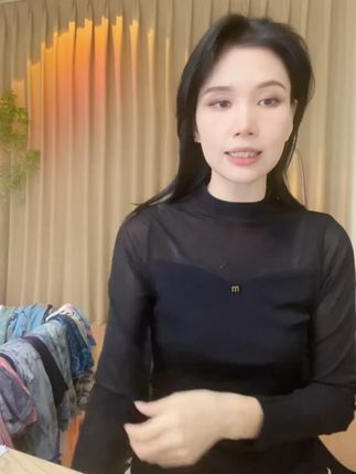 二十几块云柔纱纯黑女士长袖上衣性感又女人味外穿内搭都时尚 【90-190斤】早秋款圆领设计感时尚百搭网纱长袖显瘦上衣女D1539#穿搭 #轻奢女装 #女人味 #大码女装 #早秋穿搭