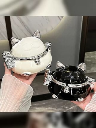 轻奢招财猫烟灰缸带盖防飞灰创意个性客厅家用办公室烟缸高级感 #带盖防灰烟灰缸 #创意摆件 #好物推荐 #招财猫烟灰缸带盖 #装饰品