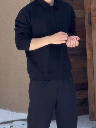 简约百搭的polo长袖!日常通勤都帅气 #亨利领长袖 #氛围感穿搭还得