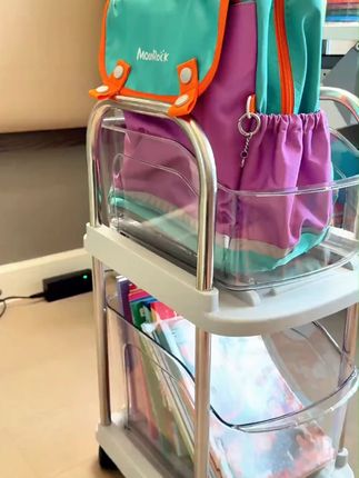 孩子的书包终于有家了,双层收纳,抽拉顺滑,使用更方便! #收纳整理  #书架  #置物架  #文具安利