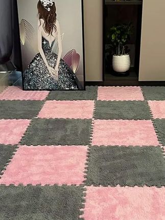 毛绒地毯卧室床边毯 简约风房间阳台客厅大面积全铺泡沫拼接地垫子#卧室地毯 #拼接地垫 #防滑耐磨 #美观实用