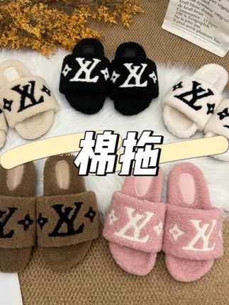 韩版刺绣字母毛毛拖鞋女外穿秋冬厚底软底一字拖居家保暖毛绒棉拖#毛拖鞋 #毛绒棉拖 #棉拖 #一字拖 #毛毛拖鞋