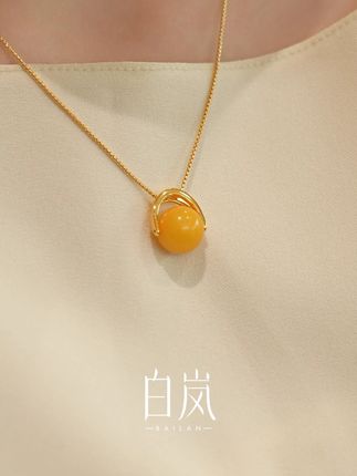 蜜蜡项链|天然蜜蜡材质,醇厚温暖的黄色系,营造雍容优雅的氛围感,大圆珠长项链设计,相对轻盈显瘦。#白岚 #白岚蜜蜡项链 #白岚项链 #白岚饰品旗舰店 #时髦精城市漫游计划 XL4570-SC2510