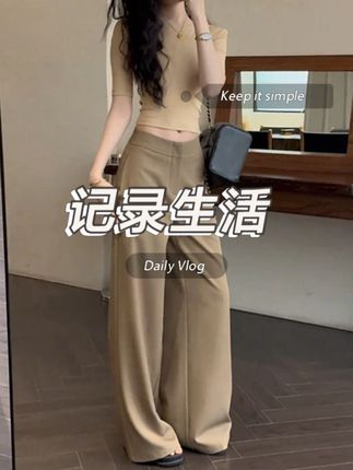 韩系早秋季新款西装裤女中高腰设计感百搭修身宽松阔腿长裤修身#ootd穿搭 #穿出高级感 #今天穿什么 #百搭神裤 #这么穿显瘦20斤