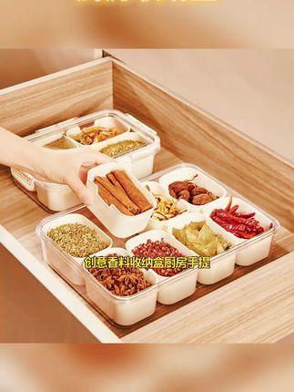 厨房必备!带盖分格式收纳盒,冻肉佐料保鲜不串味 #佐料收纳 #带盖收纳盒 #冻肉收纳 #厨房收纳盒 #防串味盒子