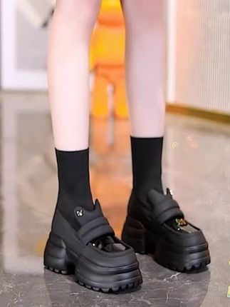 防水台厚底瘦瘦靴女2025年秋冬新款松糕短靴针织弹力袜靴百搭单靴#软底软面穿上超舒服 #好鞋推荐 #百搭瘦瘦靴 #短靴