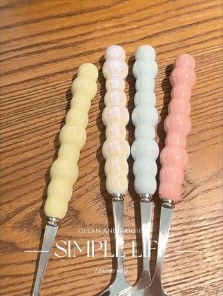 【到手4支】四色珍珠不锈钢勺子少女心家用长柄吃饭勺圆头汤匙调羹#不锈钢勺子 #四色勺子 #少女心勺子 #家用勺子 #长柄汤匙