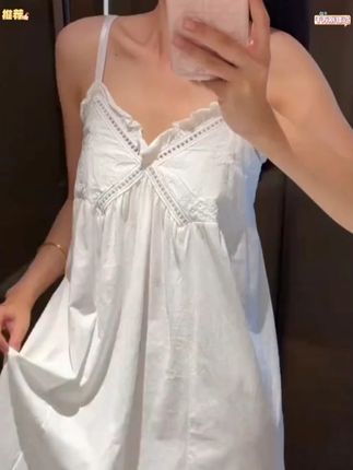 #带胸垫吊带睡裙 #女夏季睡裙 #纯欲风法式家居服 #睡裙 #性感睡衣