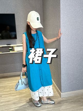 女童长款无袖衬衫连衣裙套装2025夏季新款白色阔腿裤子森系两件套#裙子 #儿童裙子 #可爱裙子 #宝宝裙子 #仙女裙子