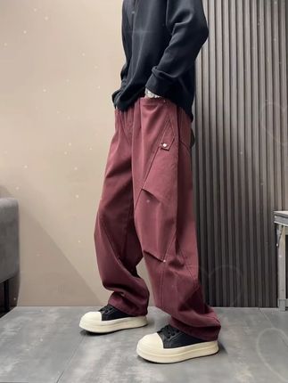 2025冬季美式厚款潮流复古水洗机能风工装休闲裤男宽松阔腿弯刀裤