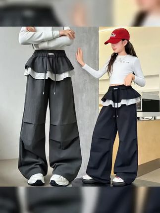 女童网红款裤子|豆豆航宝童装旗舰店|女童穿搭博主推荐|姐姐家 #童装 #童裤 #女童裤子 #新款上新 #每日童装穿搭分享 女童秋季裤子新款儿童洋气设计感百搭休闲裤女孩春秋中大童工装裤