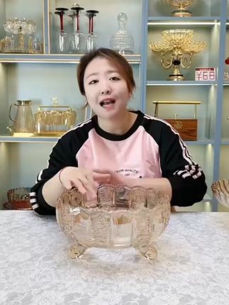 创意现代水晶玻璃水果盘家用客厅茶几果盘北欧风透明欧式大号果盆 #水果盘 #果盘 #干果盘 #盘子 #摆件