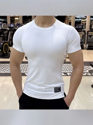 冰丝短袖男士透气高弹力速干T恤跑步健身训练服运动紧身衣打底衫 #夏季新款 #紧身衣 #运动速干衣 #运动短袖 #速干衣