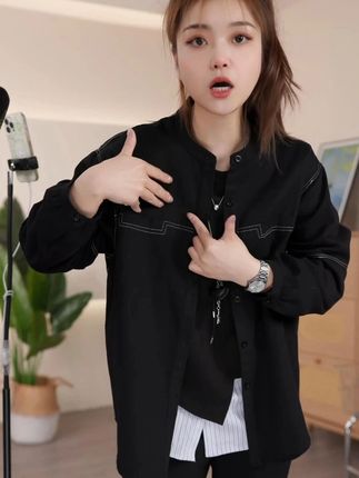 梦冬佳--120-200斤大码女装秋装百搭时尚遮肉长袖棉衬衫外套开衫#秋装百搭上衣 #衬衫外套