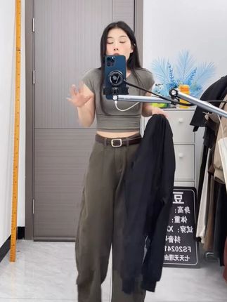 美式复古弯刀阔腿裤女2025年秋季新款高腰宽松显瘦休闲拖地长裤#显瘦穿搭 #工装裤 #显瘦遮肉 #夏季新款 #今天穿什么