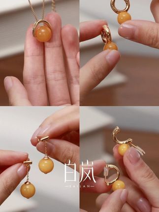 蜜蜡项链|温温柔柔又带着复古调调,瞬间让基础款穿搭变得不普通 #白岚 #白岚蜜蜡项链 #白岚项链 #时髦精城市漫游计划 #白岚官方旗舰店 XL4570-WC2510