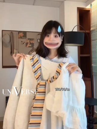 CKKOR韩系慵懒风早秋新款设计感V领条纹披肩假两件卫衣女长袖上衣 #卫衣 #慵懒风穿搭 #韩系穿搭#谁穿谁好看 #显瘦穿搭