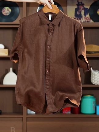 褶皱中携刻沉默的诗行#亚麻 #品质男装 #巧克力色 #穿出高级感
