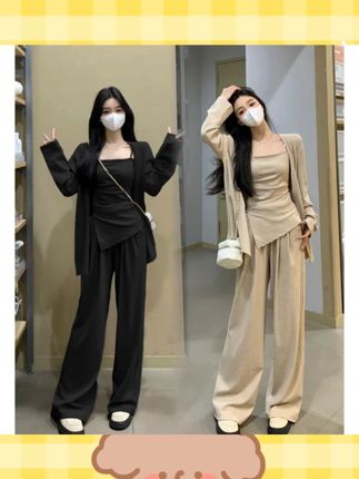大码春秋胖mm巨显瘦套装吊带外披长裤休闲三件套女洋气穿搭一整套#大码套装 #春秋穿搭 #胖mm显瘦 #洋气套装 #三件套