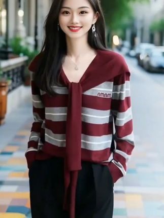 高级感早秋品质女装长袖毛衣假两件披肩针织打底衫休闲显瘦上衣 #上衣 #显瘦上衣 #长袖 #毛衣 #打底衫