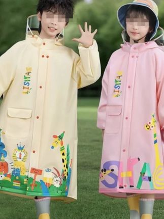 备美儿童雨衣中大童男孩女孩幼儿园小学生上学带书包位雨披#宝宝雨衣 #带书包位雨衣 #学生雨衣 #雨披 #全身雨衣