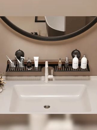 胡桃木卫生间洗漱台镜前水龙头吸盘置物架浴室洗手台洗脸台免打孔 #水龙头置物架收纳架 #吸盘置物架 #水槽置物架 #置物架 #卫生间好物