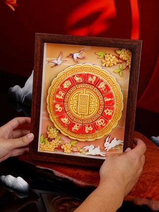 夏午蝉贺中秋系列上新!《十二生肖贺中秋·圆满》 #中秋礼品 #立体画 #剪纸画 #摆件#装饰画