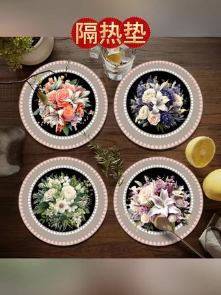 复古花硅藻泥杯垫茶杯垫圆形杯子隔热垫碗垫#在抖音入手的好东西