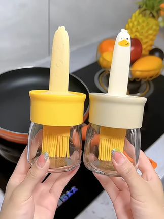 玻璃瓶油刷子小黄鸭油瓶刷家用带盖控油刷油烧烤烘焙煎饼油刷可拆#家用好物 #油刷 #小黄鸭 #厨房工具 #烧烤烘焙