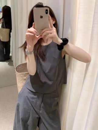 众和梦9292韩小众设计款新款两件套高腰阔腿裤时尚显瘦气质套装,#ootd穿搭 #穿出高级感 #夏季新款 #显瘦遮肉 #今天穿什么