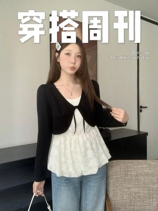 秋季新款胖mm大码法式假两件蕾丝拼接T恤设计感气质上衣 #今日穿搭look #温柔风 #穿搭技巧 #显瘦穿 #穿搭