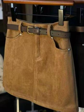 短裙女秋冬a字棕色半身裙2025新款高腰复古包臀美拉德麂皮绒半裙#面料柔软舒适#百搭#宽松版型#秋冬新款