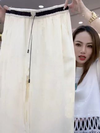 【专柜新品】奢华蚕丝亚麻抗皱亲肤垂感高腰显瘦直筒阔腿裤#谁穿谁好看 #轻薄透气 #仙女必备 #穿出高级感 #好看又便宜