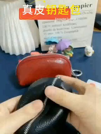 真皮简约拉链锁匙包男士腰挂多功能家用小包大容量牛皮女士钥匙包 #男士钥匙包 #真皮小包大容量 #多功能腰挂包