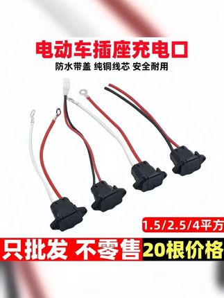 20支 电动车电瓶车充电口三孔母插座插口三轮车带盖插座电动车 #修车 #创作灵感 #配件 #电动车 #电动车配件