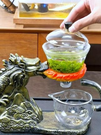 家用新款懒人自动出水茶具套装高档磁吸玻璃泡茶壶茶杯 #茶空间#自动茶具#高端茶器#泡茶神器