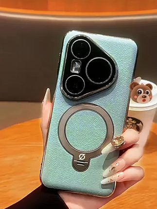 简物说适用华为pura80pro+磁吸支架真皮手机壳 #华为pura80pro 还原真机釉青色系#这也太好看了 真皮支点#手机壳 不沾指纹手汗 而那360旋转支架更是增添了不少便捷