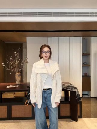 慵懒风绞花翻领毛衣外套女冬季 #显瘦穿搭 #轻奢女装 #时髦精 #通勤搭配 #小众设计感