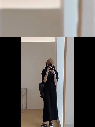 春秋必备!女款纯色圆领过膝修身显瘦连衣裙 #春秋长裙 #春秋连衣裙 #显瘦大码裙 #纯色连衣裙 #大码裙装